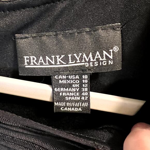 Frank Lyman Design Peplum Sheath Dress Size 10 Black Textured Striped Classic - Picture 4 of 14